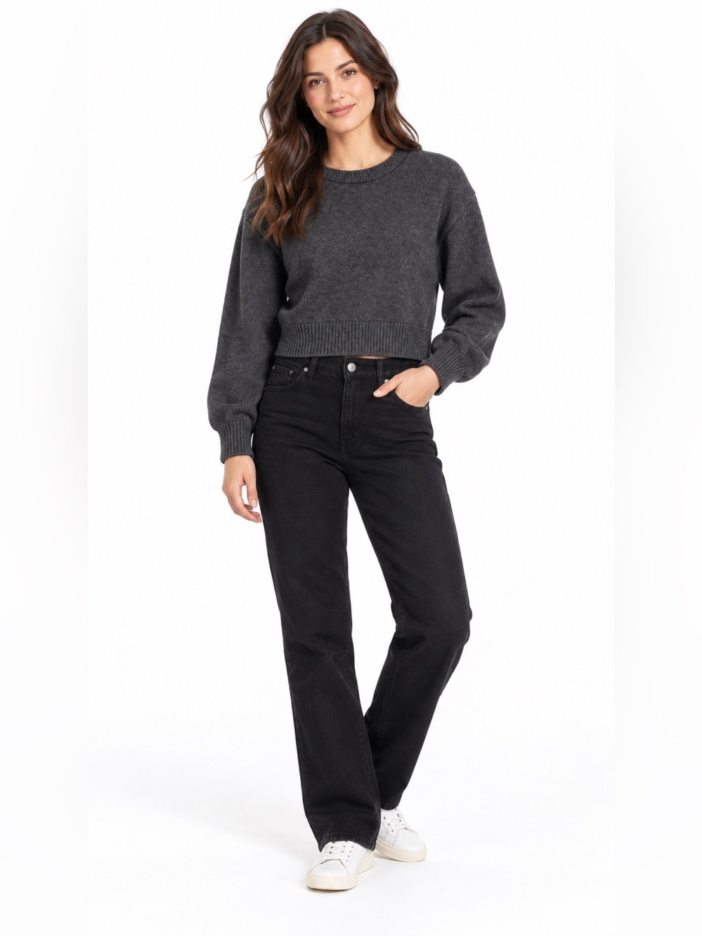 Quince Dark Charcoal Crewneck Sweater - Women's